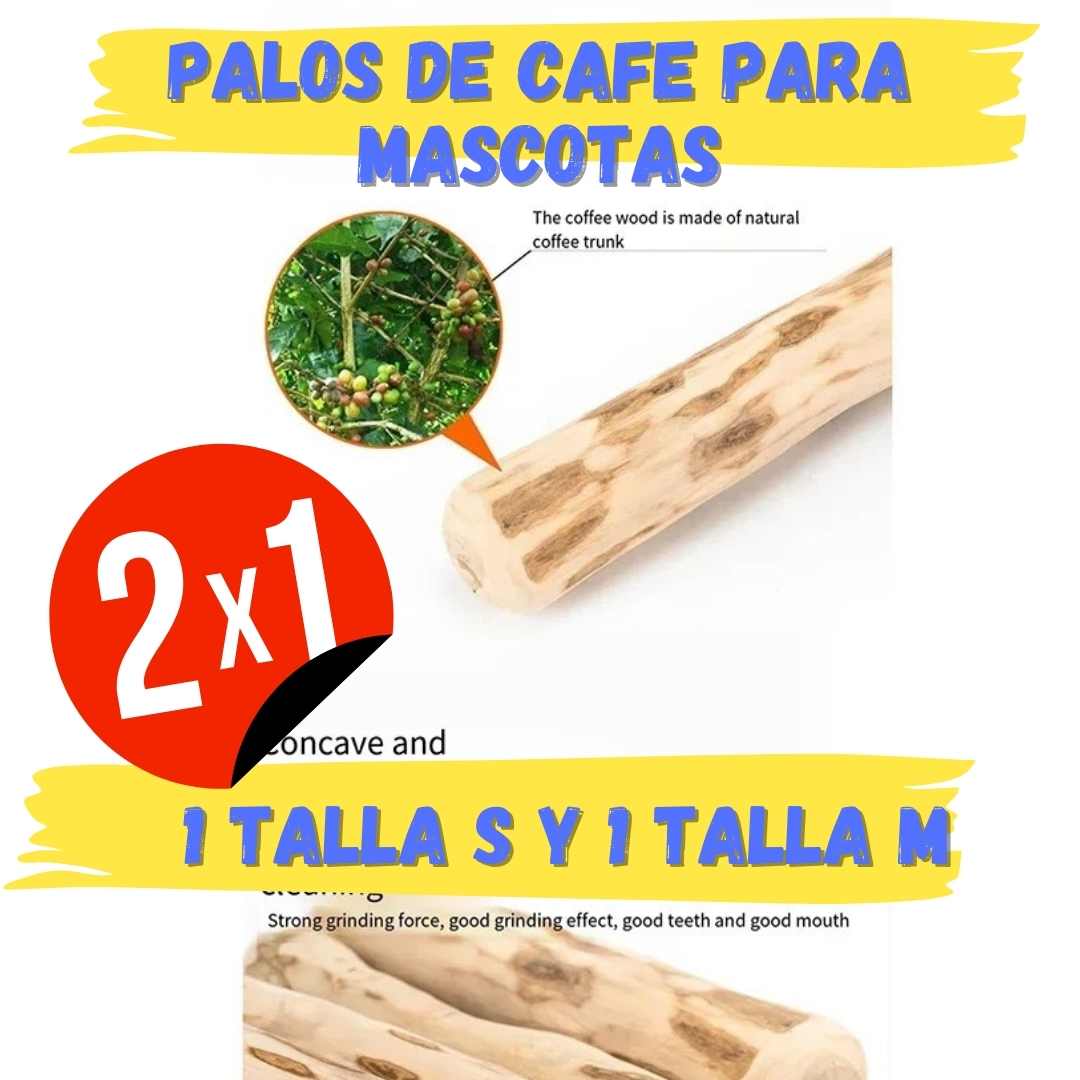 Oferta 2x1 Palos de Cafe para Mascotas "Juguete organico" 1 talla S y 1 talla M
