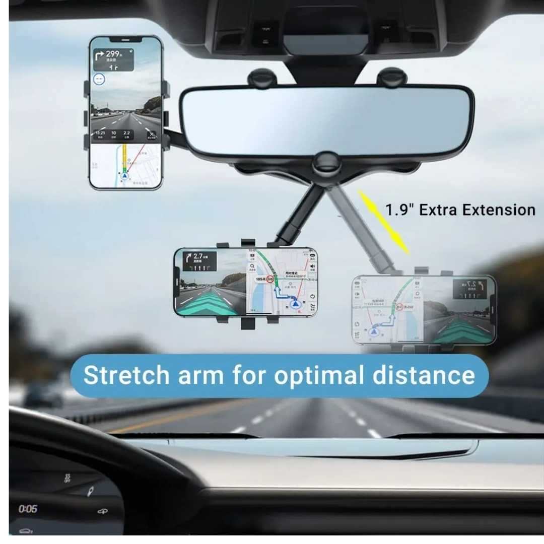 Soporte para celular espejo retrovisor.
