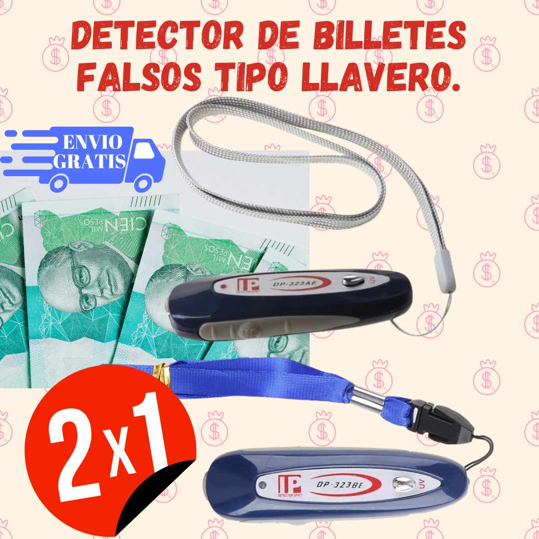 Oferta 2x1 "Detector Probador de Billetes Falsos tipo Llavero" perfecto para el bosillo y el bolso