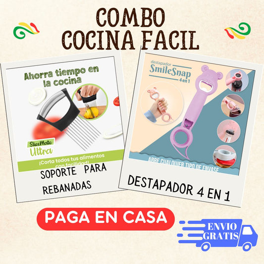 !COMBO! COCINA FACIL "Destapador 4 en 1, Soporte para rebanadas"