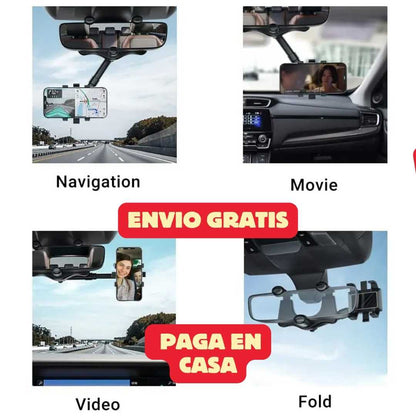 Soporte para celular espejo retrovisor.