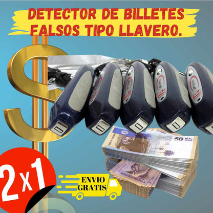 Oferta 2x1 "Detector Probador de Billetes Falsos tipo Llavero" perfecto para el bosillo y el bolso
