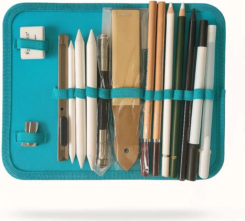 Kit de dibujo a Lapiz caja metalica  x 36 piezas+ libreta