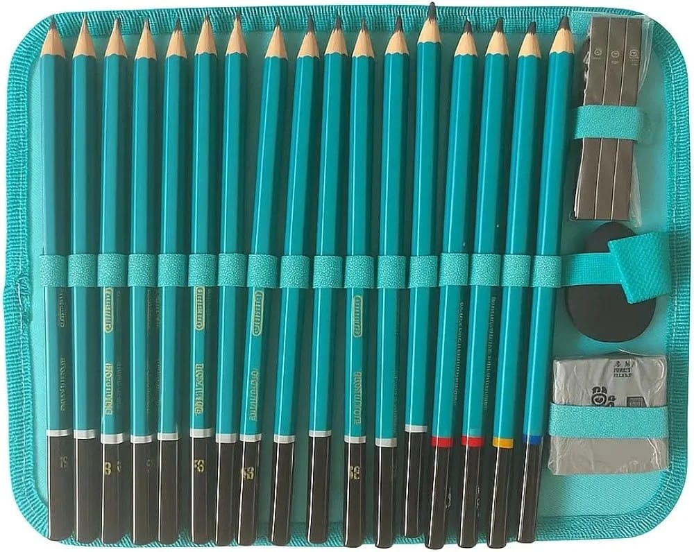 Kit de dibujo a Lapiz caja metalica  x 36 piezas+ libreta