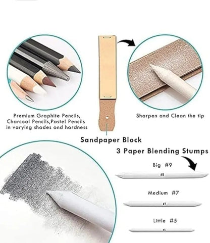 Kit de dibujo a Lapiz caja metalica  x 36 piezas+ libreta